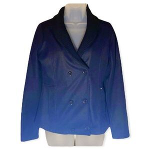 Obey Faux Leather Short Black Jacket Sweater Trim Small S